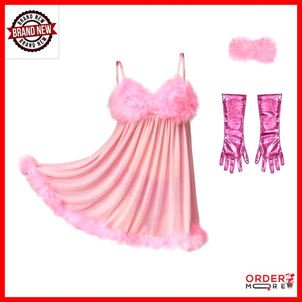 Polyester Fembot Cosplay Costume with Gloves, XS-XXXL, Sexy Nightdress